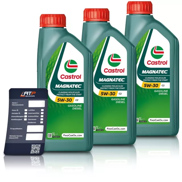 3X 1 L Litre Castrol Magnatec Stop-Start 5W-30 C2 Engine Oil Api Sn