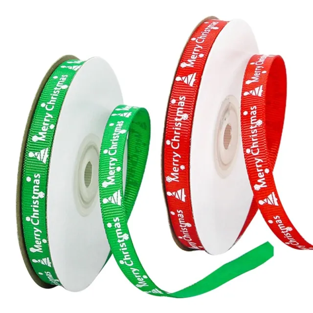 10 Rolls 25 Yards Merry Christmas Red Green Grosgrain Ribbon Roll DIY Decoration