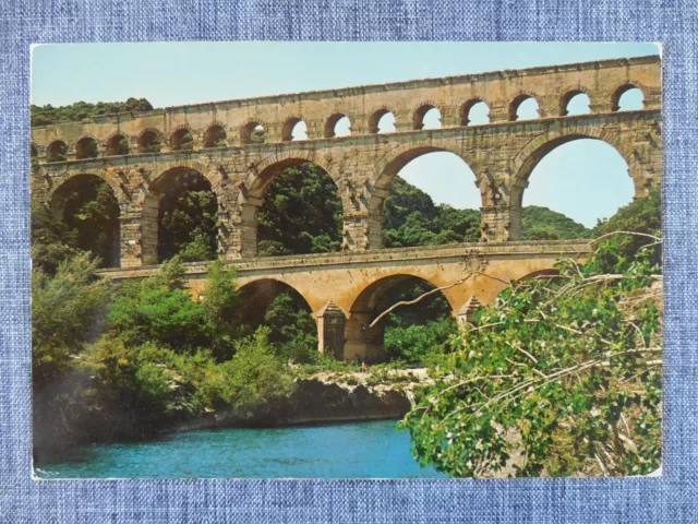 Pont du Gard Roman Aqueducts France Vintage Postcard posted 1982 Nimes Europe