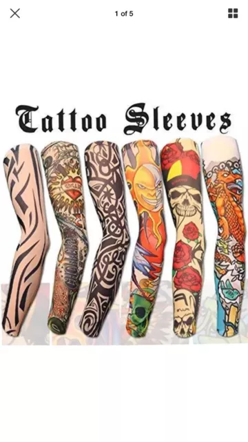 2 piece Nylon Temporary Tattoo Sleeve Arm Stockings Tattoo Mens Womens Sleeve