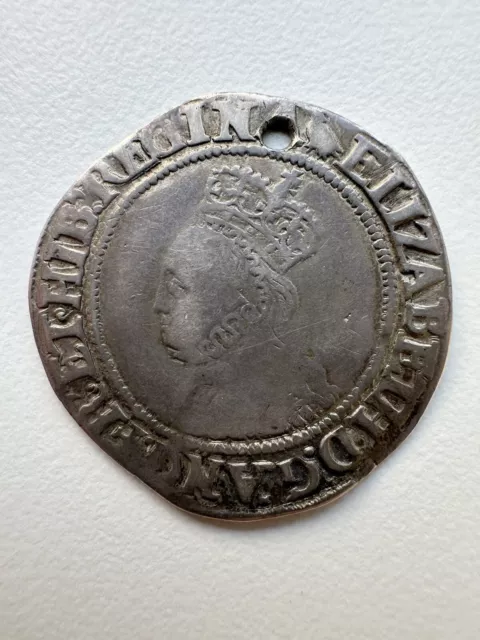 1560-61 Shilling Holed- Elizabeth I 2nd Issue silver hammered coin*268