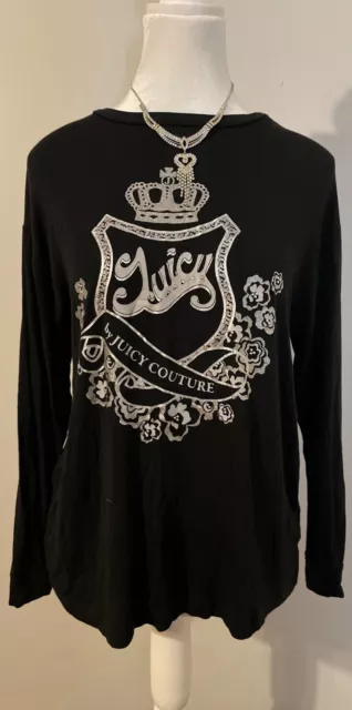 Juicy by Juicy Couture Long Sleeve Embellished Logo T-Shirt Liquorice Black XS