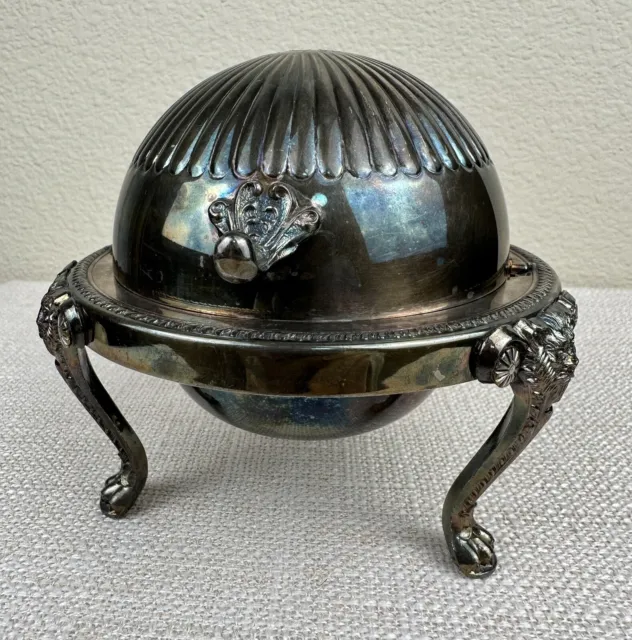 Vintage F.B. Rogers Silver Co. 273 Dome Roll Top Caviar Butter Dish Silver Plate