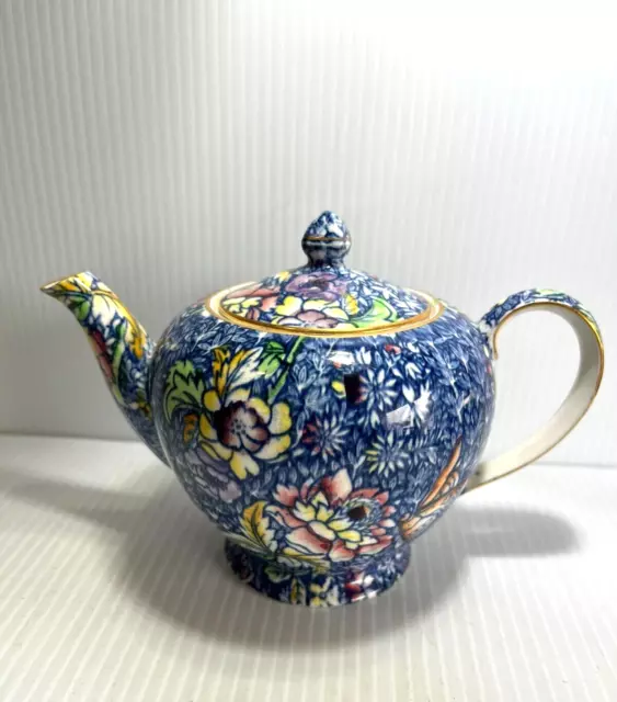 Extremely Rare Vintage 1930's Royal Winton Grimwades Chintz Blue Anemone Teapot