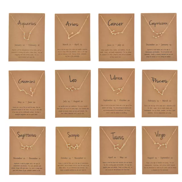 Ladies Gold Horoscope Astrology Zodiac Letter Birth Sign Chain Necklace Gift