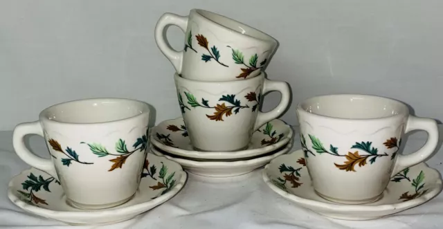 4 Syracuse China *KINGSWOOD LEAVES *CUPS & SAUCERS*