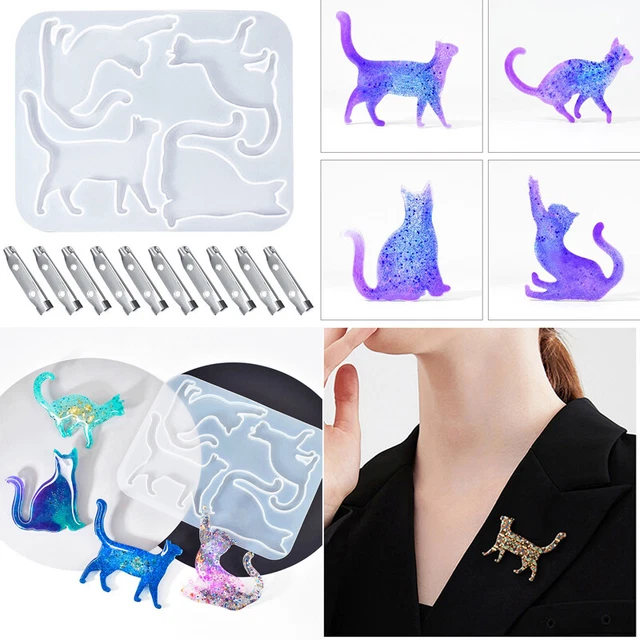 Silikon Katze Brosche Anhänger Harz Epoxid Form Schmuck Gießform Handwerk DIY