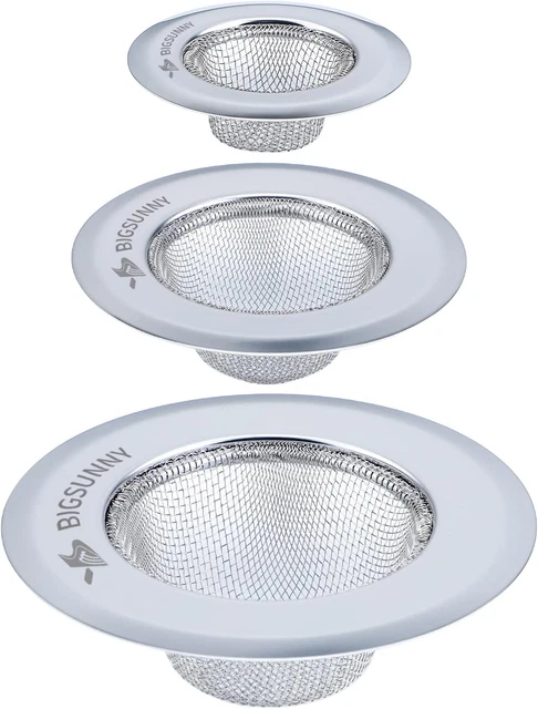 Juego de 3 coladores de fregadero de malla colador colador de cocina de acero inoxidable Drai