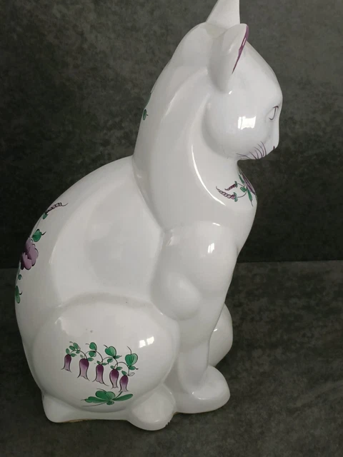 Chat En Faïence De Lunéville - Hauteur 13,5 Cm - Collection C3 - Décor Ancien