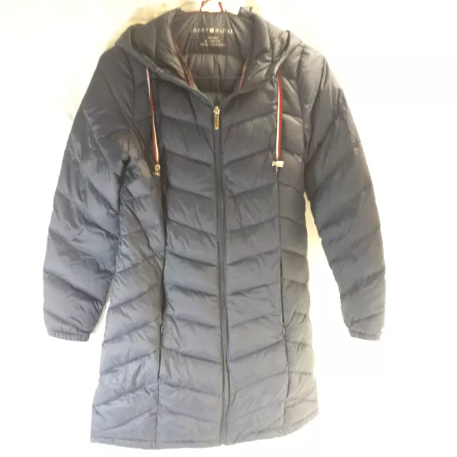 Tommy Hilfiger Women's Packable Lightweight Down Jacket Parka Sz M Navy Blue