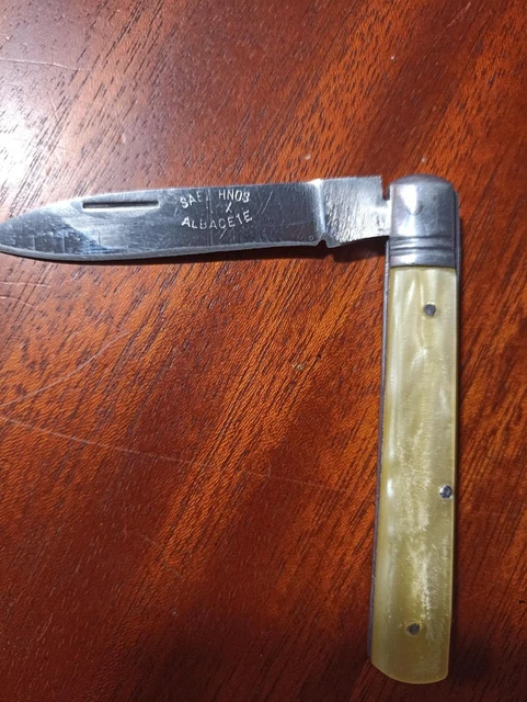 Antigua navaja de Albacete de Saez Hnos. - Vintage - Mango de nácar