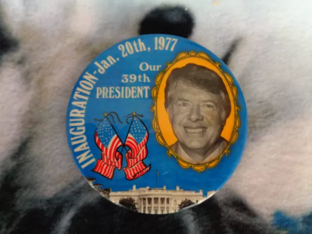 Vintage January 20, 1977 Jimmy Carter 39th President Inauguration Day Pin 3 ½ "