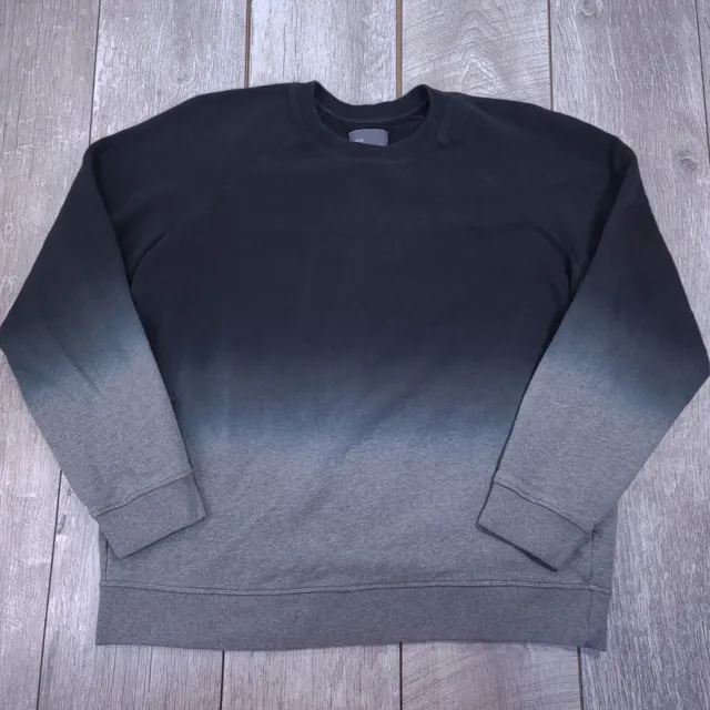 Vince Ombre Crewneck Sweatshirt Mens XXL 2XL Black Gradient Pullover Long Sleeve