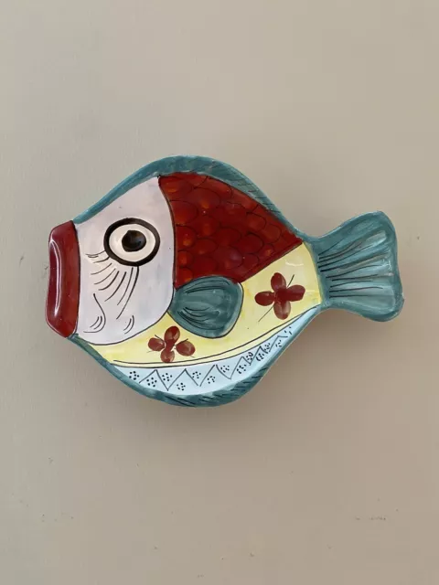 Vietri Pottery Italy 10.5” Hand Painted Fish Bowl Dish Platter Wall Hanging