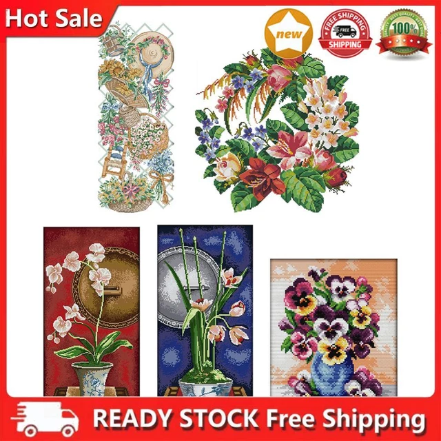 Cross Stitch Kits Craft Home Decor 14CT Stamped Printed DIY Flowers Needlework