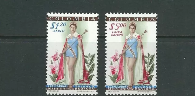 Colombia 1957 Perdere Universe Airmails (Sc C317-318) VF Mlh