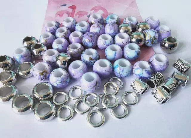 70 AB Drawbench Lilac Beads, SP Beads & mix Alloy Spacer*large hole*