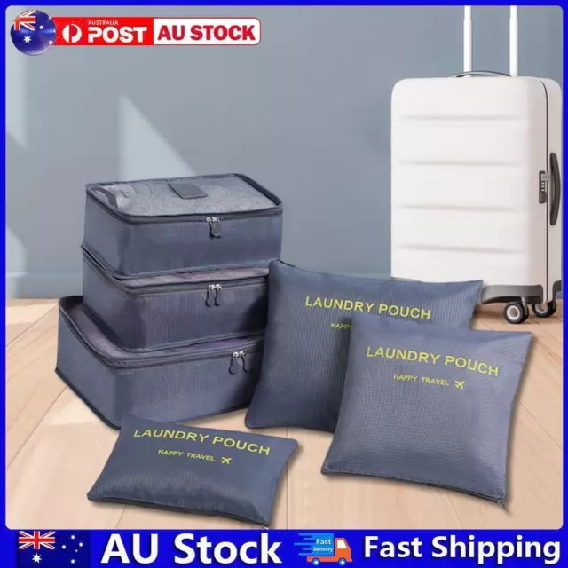 AU 6pcs/set Luggage Storage Bag Travel Packing Bag for Shoe Underwear (grey)