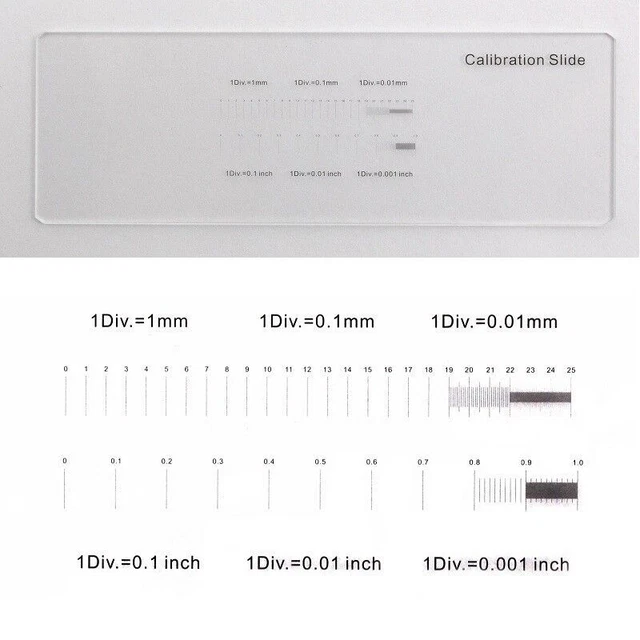 Microscope Calibration Slide Stage Micrometer 0.01 Millimeter 0.001 inch 25.4 mm