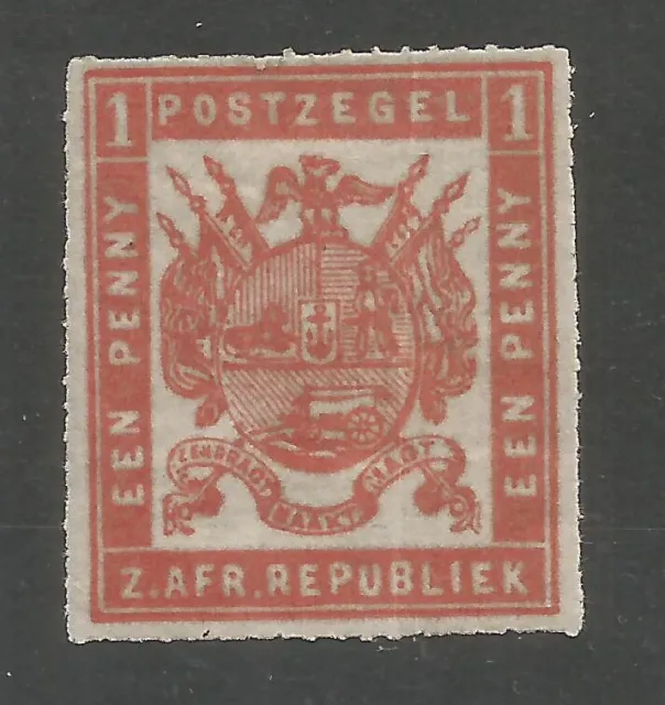 SOUTH AFRICA - TRANSVAAL 1870 (or later) , FINE ROULETTE, 1d orange-red, Mint