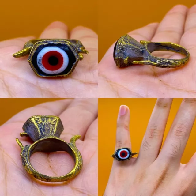 Wonderful Detector Finds Ancient Medieval Gild Gilding Eye Mosiac Ring 6 Us