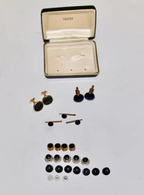 Swank and others vintage cuff links and studs lot set