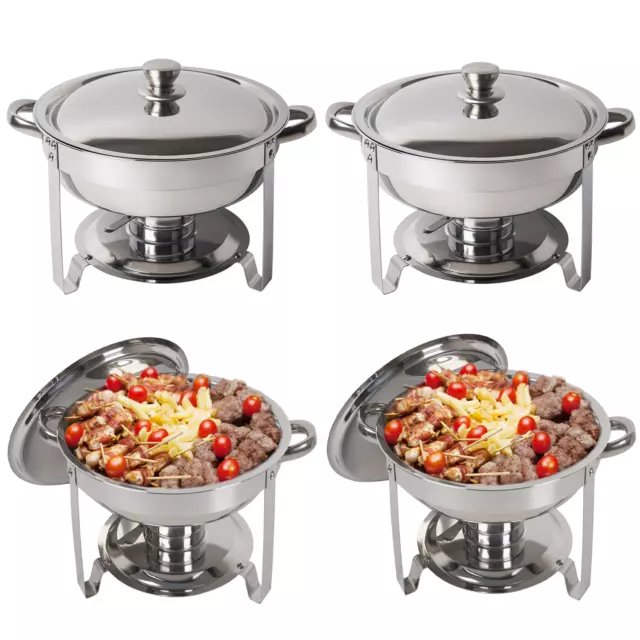 4 Pack Chafing Dish 5 QT Food Warmer Stainless Steel Buffet Set Catering Chafer