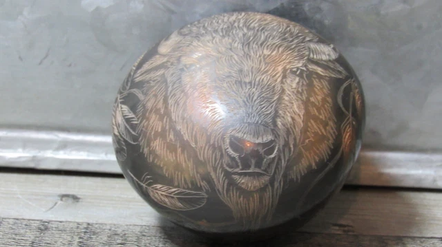 Buffalo Decor Piece, Vintage Unique Etched Piece, Paperweight?