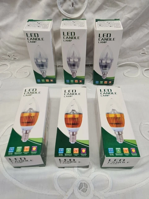 6er-Pack 3W LED GLÜHBIRNEN Bajonett BC B22 Kerzenlampe Tageslicht weiß NEU