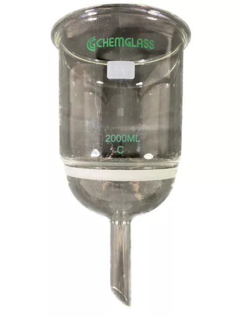 CHEMGLASS 2000mL Glass Buchner Filter Funnel With Coarse Fritted Disk CG-1402-30