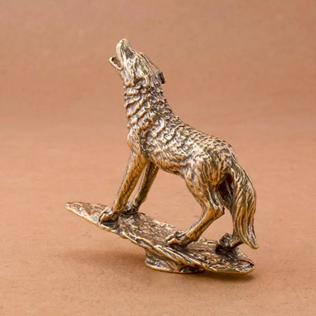 Statue de loup en laiton, petite Sculpture décorative Feng Shui pour