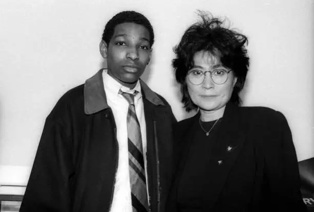 Rapper Chi-Ali and Yoko Ono attend the release party for Yoko Ono - Old Photo