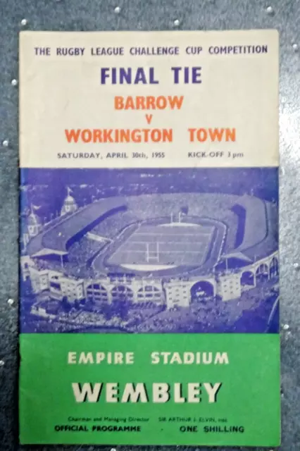 1955  RUGBY LEAGUE CUP FINAL    BARROW v WORKINGTON TOWN       Programme