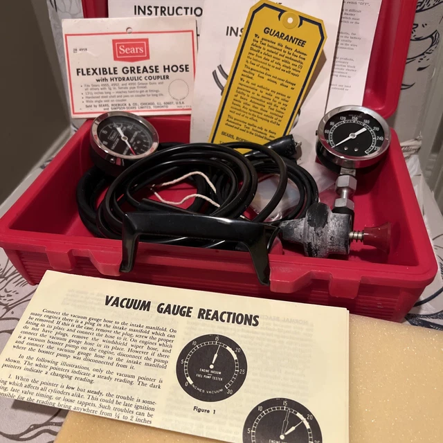 VINTAGE SEARS GAUGES Engine Vacuum Fuel Pump Compression Tester Timing