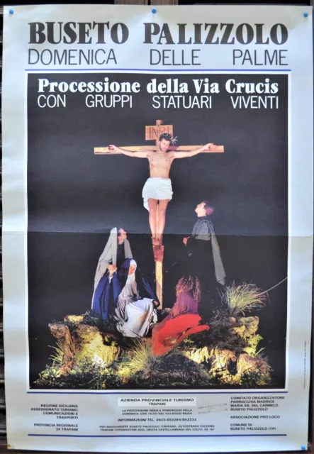 Manifesto Pubblicitario Originale Settimana Santa Buseto Palizzolo Anni 90