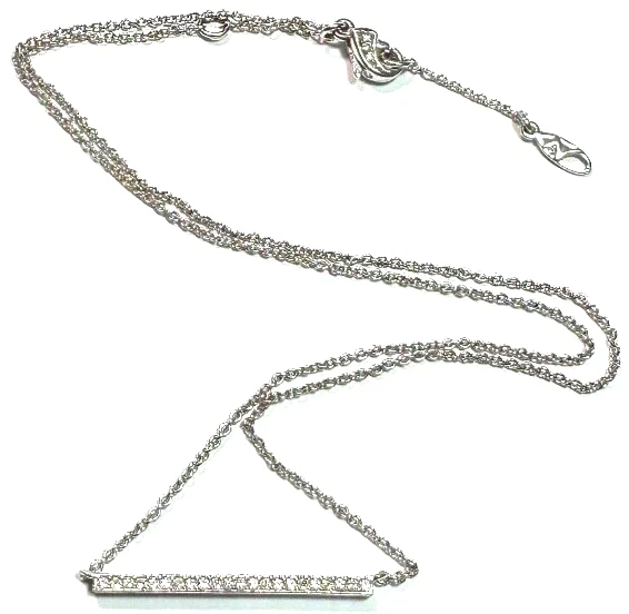 Vintage Jewelry Necklace Silver Tone Chain Bar Rhinestone SIGNED NADRI Link 1