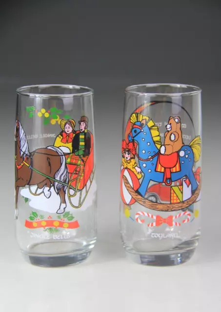 Pair of Pepsi Christmas Collection Glass Tumblers - 1983 &1984