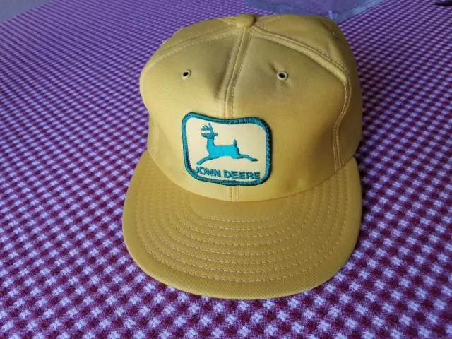 Vintage John Deere Yellow Snapback Trucker Hat Cap Patch Louisville MFG CO - USA