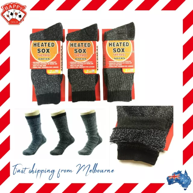 3/6/12 Pairs MEN MENS Thick Winter Warm Thermal HEATED Heat Cushion WORK SOCKS