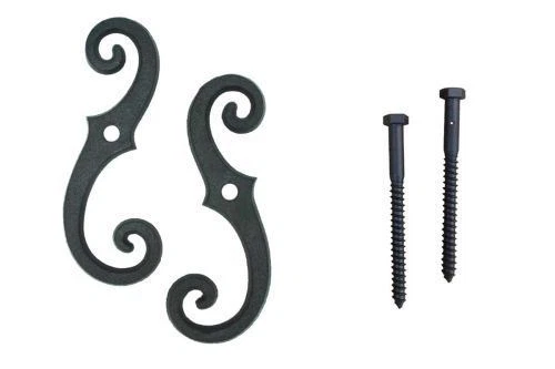 John Wright 88-257 Pair of Iron Scroll Shutter Lag-Beveled Tiebacks