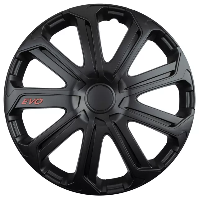 Copricerchi 15" Coprimozzo EVO Coperture in Plastica Set di 4 Neri Adattamento Specifico