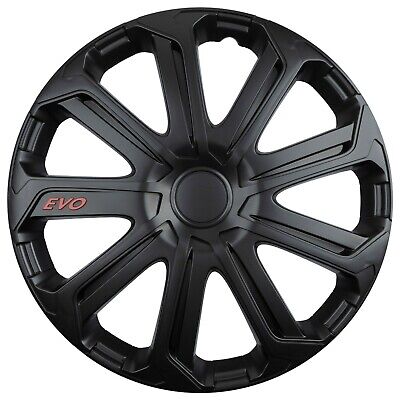Wheel Trims 15" Hub Caps EVO Plastic Covers Set of 4 Black Specific Fit