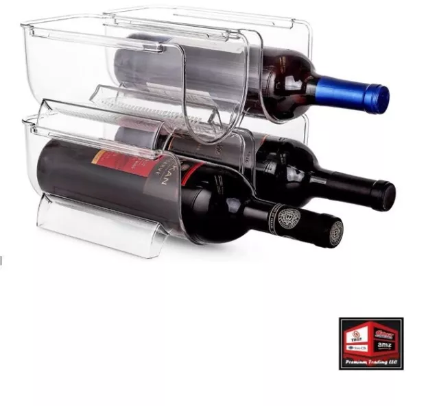 Wine & Water Bottle Organizer Holder Stackable Wine Rack for Countertops, 4 Pack