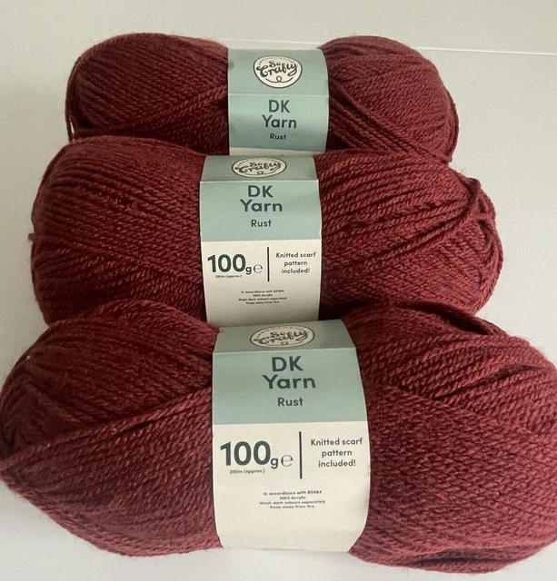 RUST BROWN SO Crafty 3 x 100g balls double knit yarn DK knitting wool