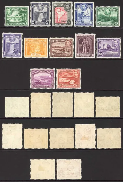 British Guiana SG308a/19 1938-52 KGVI Set of 12 Wmk Mult Script CA P12.5 M/M