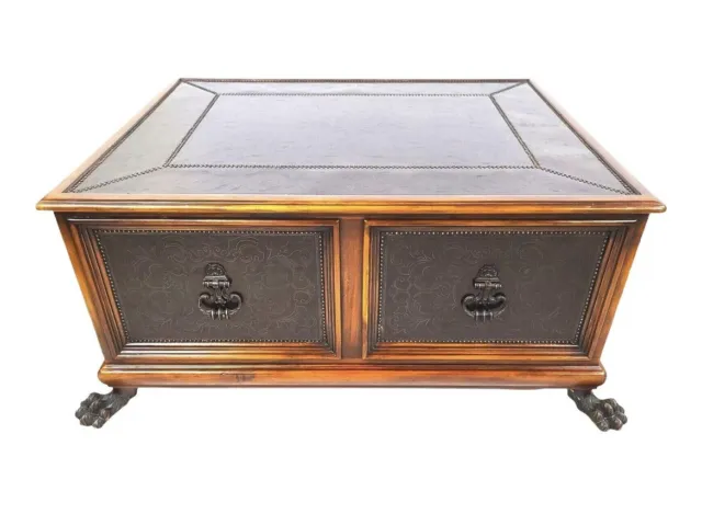 Theodore Alexander Armory Collection Etched Brass Cocktail Table