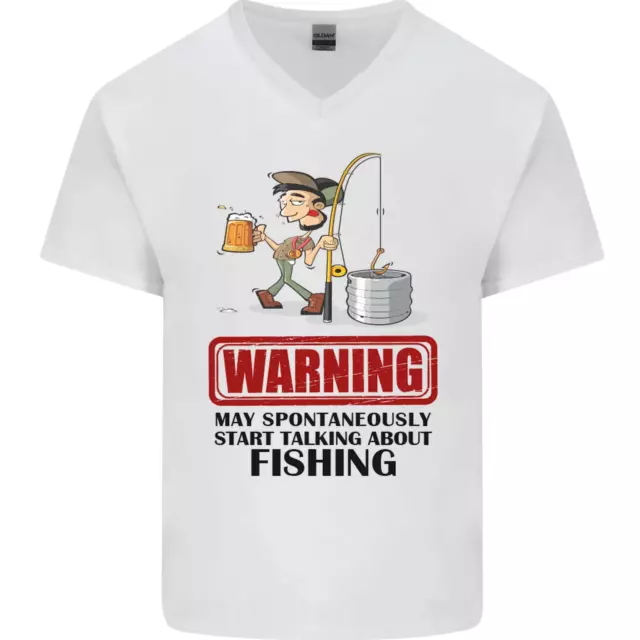 Pesca Warning Maggio Start Talking Divertente Uomo Scollo A V Cotone T-Shirt