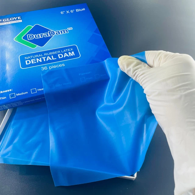 1 Kit Dental Rubber Dam Sheet Pure Latex Dura Dam 36 Pcs 6"*6" Blue Large Size