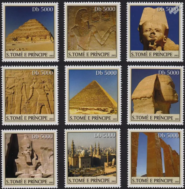 EGYPT Pyramids / Historic Sites / Architecture Stamp Set #1 (2003 Sao Tome)