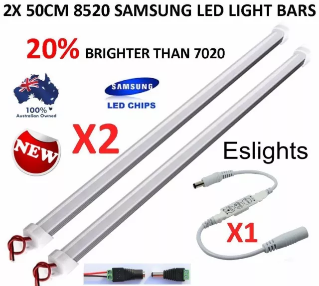 2X 50Cm 8520 Dimmable 12Vdc Led Strip Light Bar Camper Caravan 4Wd Camping Home